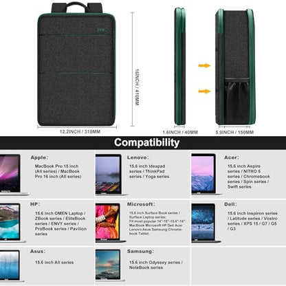 Slim & Expandable Laptop Backpack 15 15.6 16 Inch Case, Water Resistant Travel Backpack Compatible with MacBook Pro/Neo 16" 15", Dell XPS 15 16 and Most 15" 15.6" 16" Notebooks，BK01GR01 - color: Bk01gr01, size: 15"-16"