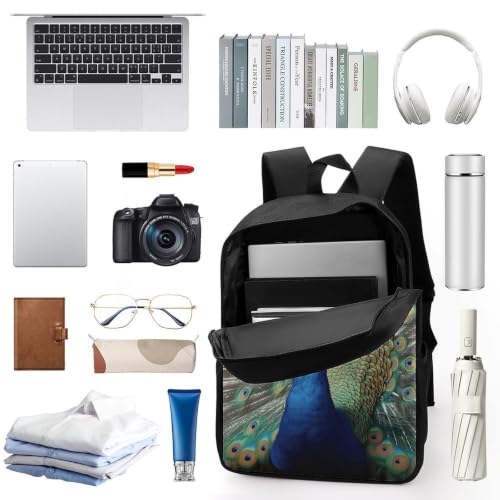 Laptop Backpack with Pocket, Large, Adjustable 17 Inch Bag, Waterproof | The Peacock Computer Bag for Work, Breathable, Expandable Backpack for Women Men, Portable