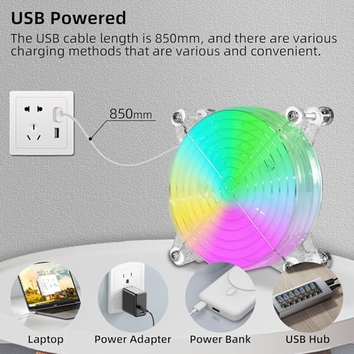 4.72" 120mm Small 5V USB Fan with Magnetic Screws Quiet LED PC Cooling Fan | with Vibrant Lighting and Portable USB Powered, for Laptop Mini PC TV Box Cabinet Server Electronic Devices A/V Equipment - size: 120mm