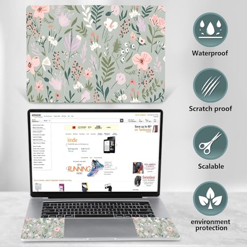 AIMSA Laptop Notebook Skin Sticker Cover Decal, 12 13 13.3 14 15 15.4 15.6 inch Laptop Vinyl Skin Sticker Netbook Cover Art Protector, Pink White Flowers Plants - color: Pink White Flowers Plants