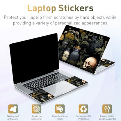 15-15.6 inches Netbook Laptop Skin Sticker Decal Reusable Cover Protector for 11.6 12 13 13.3 14 15 15.4 Notebook Chromebook PC, Scratch-Resistant Waterproof I Black Academia Mystical Green Plant - color: Black Academia Mystical Green Plant