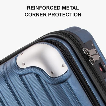 LEVEL8 Grace Carry On Luggage Airline Approved, 20 Inch Expandable Hardside Carry On Suitcase With Wheels, Abs+Pc Small Luggage with Tsa Lock, Blue, 20-Inch - color: Blue, size: 20 Inch + 4PC
