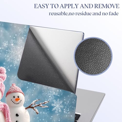 Universal Laptop Skin Sticker Decal,15.6 Inch Laptop Vinyl Cover for 13" 14" 15.6" Laptop,Scratch-Resistant Waterproof Protector Wrap,Reusable with Wrist Pads,Cozy Winter Snowman Scene - color: Cozy Winter Snowman Scene