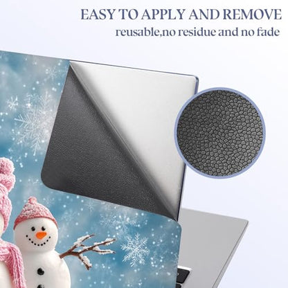 Universal Laptop Skin Sticker Decal,15.6 Inch Laptop Vinyl Cover for 13" 14" 15.6" Laptop,Scratch-Resistant Waterproof Protector Wrap,Reusable with Wrist Pads,Cozy Winter Snowman Scene - color: Cozy Winter Snowman Scene