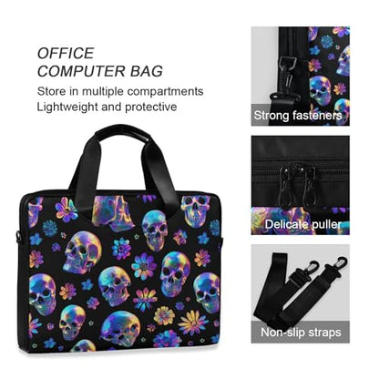 MNSRUU Laptop Bag for 15.6 inch Black Gothic Bats - color: Skull I23293