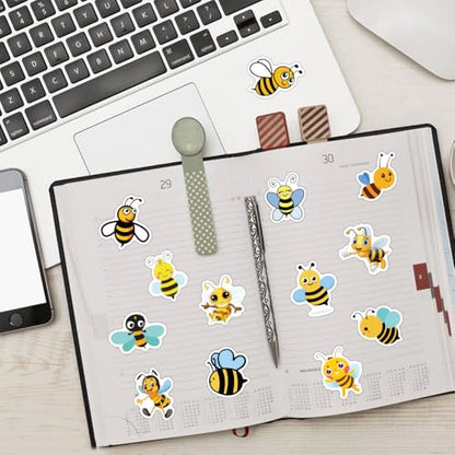 60PCS Cute Bee Stickers, Funny Bees Animal Stickers, Aesthetic Sticker for Water Bottles Laptop for Kids Teens Adults (Little Bee) - color: Little Bee