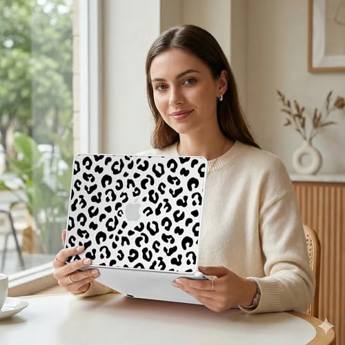 for MacBook Neo 13 inch Case 2026 (Model A3404), Artistic Leopard Pattern Ultra Slim Frosted Matte Hard Shell, Anti-Scratch & Fingerprint Resistant Cover, Leopard Clear - color: Leopard Clear
