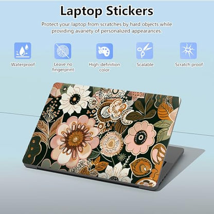 Universal Laptop Skin Sticker with 2 Wrist Pad Skins, Waterproof Scratch Resistant Vinyl Laptop Cover Decal, Cut to Fit for 11–15.6 Inch MacBook HP Dell Lenovo, Art Flower - color: Art Flower