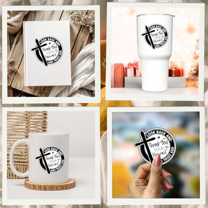 (3Pcs) Christian Faith Sticker Waterproof Vinyl Decal Religious Cross Quote Sticker Inspirational Bible Verse Style Sticker for Laptop Water Bottle Car Tumbler Journal Christian Gifts Men Women 3 Inch - color: Thank God Trust God