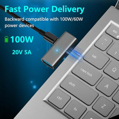 SinLoon USB C to USB 3.2 10Gbps Type C to USB A Female OTG Adapter and 100W PD Power Supply Adapter for Laptop Tablet Phone - Grey