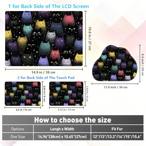 Laptop Skin Sticker Decal 15-15.6 Inch with Cute Mouse Pad, Universal Reusable Vinyl Sticker for 12.1 13 13.3 14 15.4 Inch Netbook and Notebook PC, Colorful Space Cats - color: Colorful Space Cats