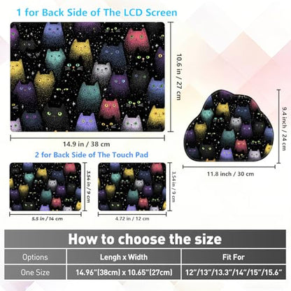 Laptop Skin Sticker Decal 15-15.6 Inch with Cute Mouse Pad, Universal Reusable Vinyl Sticker for 12.1 13 13.3 14 15.4 Inch Netbook and Notebook PC, Colorful Space Cats - color: Colorful Space Cats