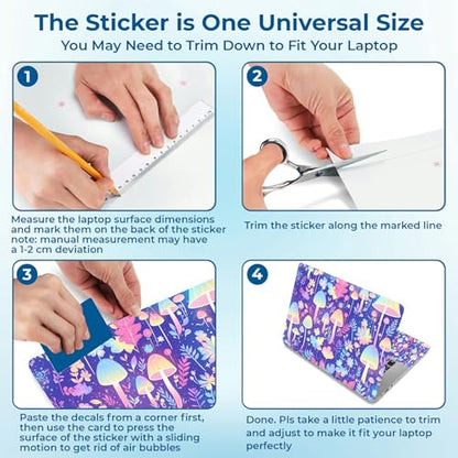 Reusable Universal Laptop Skin Sticker, Cut to Fit for 11.6–15.6 Inch Laptops, Waterproof Protective Film, No-Residue - Fantasy Glow Mushroom - color: Fantasy Glow Mushroom