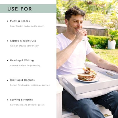 ROSSIE HOME Wood Lap Tray – Gray, Fits 15.6” Laptops - color: Calming Gray, style: Single Tray