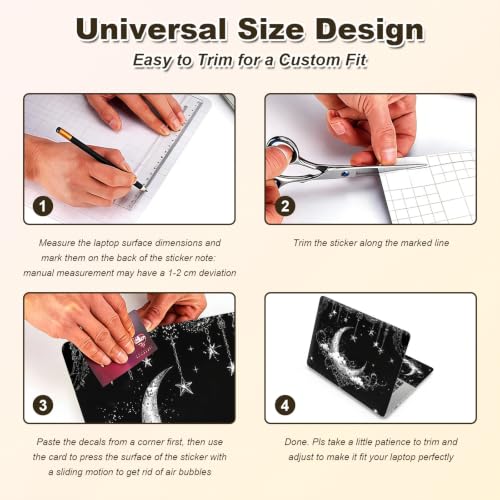 Universal Laptop Skin Sticker Decal 11-15.6 Inches, Crescent Moon | Reusable Vinyl Sticker for 12.1 13 13.3 14 15.4 Inches Notebook PC, Scratch Resistant Waterproof, Easy to Trim & Apply - color: Crescent Moon