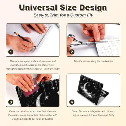Universal Laptop Skin Sticker Decal 11-15.6 Inches, Crescent Moon | Reusable Vinyl Sticker for 12.1 13 13.3 14 15.4 Inches Notebook PC, Scratch Resistant Waterproof, Easy to Trim & Apply - color: Crescent Moon