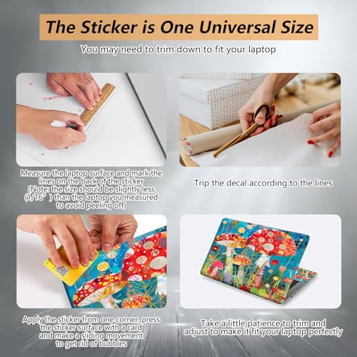 12.1”-15.6” Laptop Skin Sticker (Fits 13”, 13.3”, 14”, 15”, 15.4”) | Reusable Universal Protective Vinyl Art Decal Cover | Waterproof & Scratch-Resistant |Colorful Mushrooms - color: Colorful Mushrooms