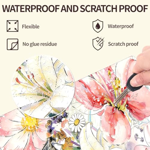 3Pcs Laptop Skin Sticker Decal Flowers PVC Laptop Sticker Fits for 12-16 Inch Notebook Waterproof Scratch Proof Art Paintings Universal Notebook PC Personalized Protector Gift - style: Line art and flowers