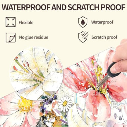 3Pcs Laptop Skin Sticker Decal Flowers PVC Laptop Sticker Fits for 12-16 Inch Notebook Waterproof Scratch Proof Art Paintings Universal Notebook PC Personalized Protector Gift - style: Line art and flowers