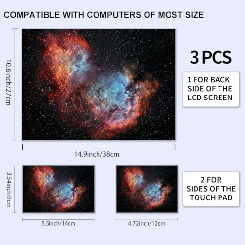 3Pcs Laptop Skin Sticker Decal Nebula PVC Laptop Sticker Fits for 12-16 Inch Notebook Waterproof Scratch Proof Star Universal Notebook PC Personalized Protector Gift - style: nebula