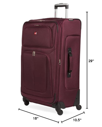SWISSGEAR Sion Softside Expandable Spinner Luggage Durable Lightweight Travel Suitcase, Merlot, Checked-Large - color: Merlot, size: Checked-Large
