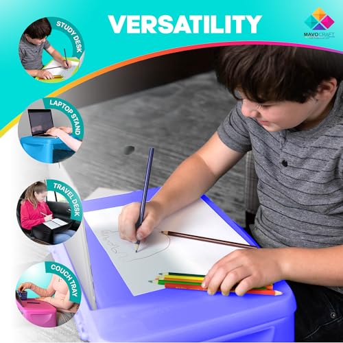 MAVOCRAFT Foldable Kids Lap Tray with Storage - Portable Lap Desk Kids & Adults - Kids Lap Desk for Breakfast in Bed, Serving Tray, Car Desk & Gaming (Purple) - color: Purple