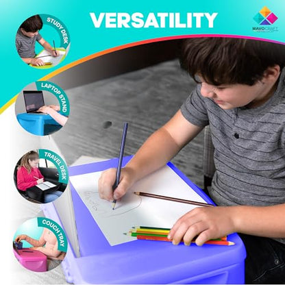 MAVOCRAFT Foldable Kids Lap Tray with Storage - Portable Lap Desk Kids & Adults - Kids Lap Desk for Breakfast in Bed, Serving Tray, Car Desk & Gaming (Purple) - color: Purple