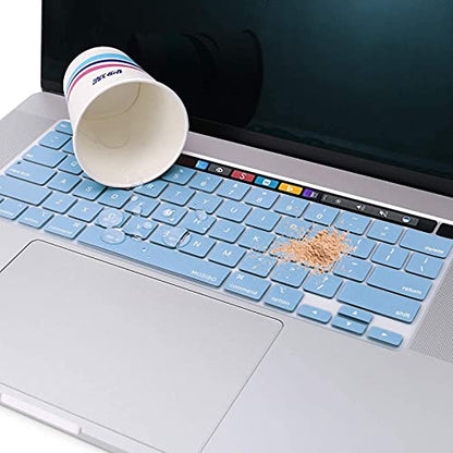 MOSISO Keyboard Cover Compatible with MacBook Pro 13 inch M2 2023, 2022, 2021 2020 M1 A2338 A2289 A2251&Compatible with MacBook Pro 16 2020 2019 A2141 Touch ID,Protective Silicone Skin, Airy Blue - color: Airy Blue