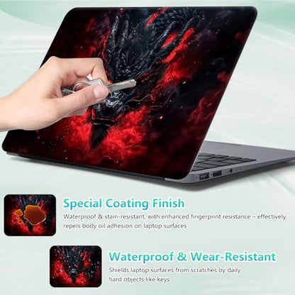 Laptop Skin Sticker Decal 12"-15.6" Universal Laptop/Notebook/Netbook Vinyl - Waterproof Scratch Resistant,Fits HP Dell Lenovo MacBook,2 Free Wrist Pads,Easy Apply & Remove,Black Red Dragon - color: Black Red Dragon