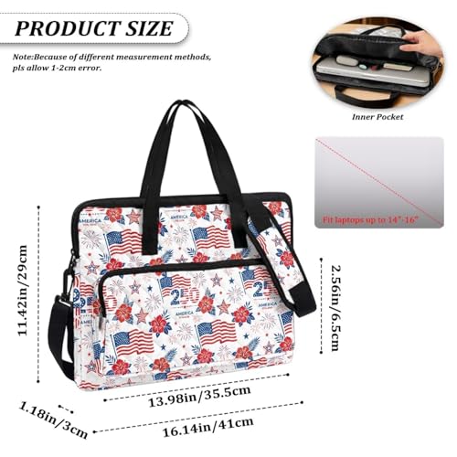 Laptop Sleeve, Laptop Cover with Adjustable Strap Computer Bag Tablet Notebook Sleeves Handbag Messenger Briefcase - color: Usa 250th Birthday Design