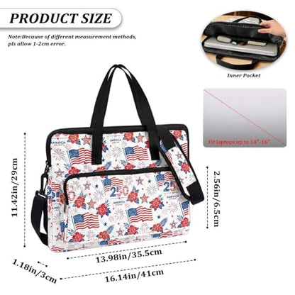 Laptop Sleeve, Laptop Cover with Adjustable Strap Computer Bag Tablet Notebook Sleeves Handbag Messenger Briefcase - color: Usa 250th Birthday Design