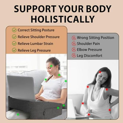 Lap Desk Pillow with Arm Rest, Gaming Pillow for Bed, Laptop Desk for Couch, Comfortable for Reading, Working, and Crocheting
