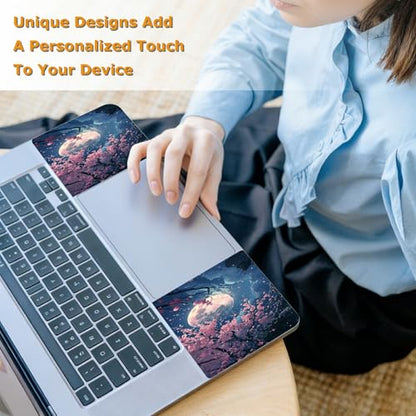 Universal Laptop Skin Sticker with 2 Wrist Pad Decals, 3-Piece Removable Vinyl Laptop Cover, Beautiful Moon Cherry Blossoms Waterproof Anti-Scratch, Easy-Trim Fit for 13.3" 14" 15.6" Laptops - color: Beautiful Moon Cherry Blossoms