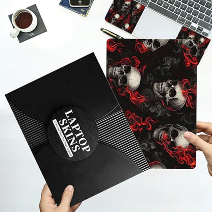 Universal Laptop Skin Sticker with 2 Wrist Pad Decals, 3-Piece Removable Vinyl Laptop Cover, Dark Skull Fire Waterproof Anti-Scratch, Easy-Trim Fit for 13.3" 14" 15.6" Laptops - color: Dark Skull Fire