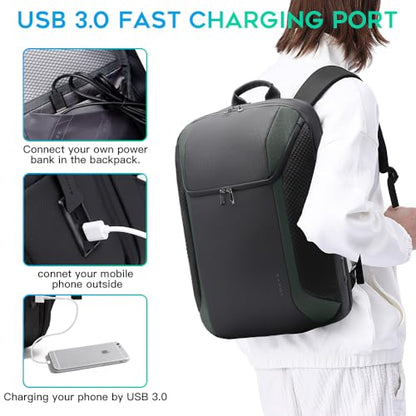 BANGE Smart Business Laptop Backpack Waterproof can fit 15.6-17.3 Inch Laptop with 3.0 USB charging port for men and women - color: Green