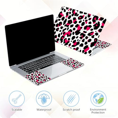 Laptop Skin Sticker Decal 15-15.6 Inch with Cute Mouse Pad, Universal Reusable Vinyl Sticker for 12.1 13 13.3 14 15.4 Inch Netbook and Notebook PC, Pink Black Leopard - color: Pink Black Leopard