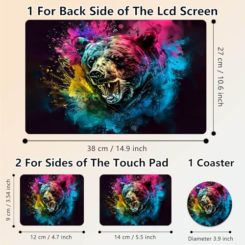 Laptop Skin Sticker Decal 15.6 Inch,12 13 13.3 14 15 15.6 in Laptop Netbook Skins for Notebook,Art Decal Removable Waterproof Scratch Resistant,Universal Vinyl Cover,Colorful Bear - color: Colorful Bear
