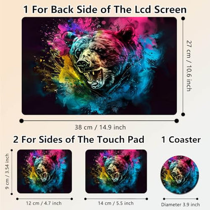 Laptop Skin Sticker Decal 15.6 Inch,12 13 13.3 14 15 15.6 in Laptop Netbook Skins for Notebook,Art Decal Removable Waterproof Scratch Resistant,Universal Vinyl Cover,Colorful Bear - color: Colorful Bear