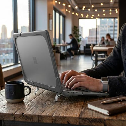 Batianda Durable Stand Case for Microsoft Surface Laptop 13.8 Inch, Grey | Ergonomic Foldable Stand, Heavy Duty Matte Hard Shell, Fits 2024-2026 Surface Laptop 7/8th Edition for Business 13.8 Inch - color: Grey