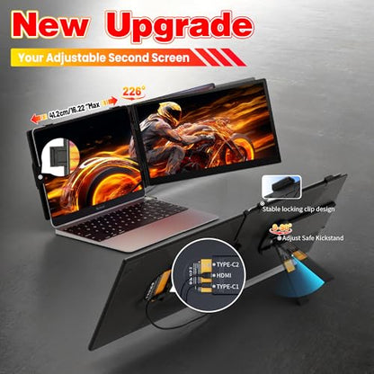 Laptop Screen Extender 0.27" Ultra-Thin, 14" FHD 1080P IPS Dual Portable Monitor, USB-C/HDMI Plug & Play Travel screen extender for 13-17" Laptops, Compatible with Window/Mac/Chrome/Switch/Android - size: 14“ Dual Monitor