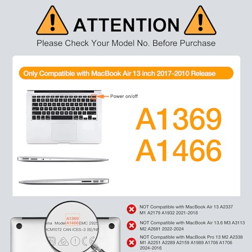 MOSISO Case Compatible with MacBook Air 13 inch A1369 A1466, Lavender Gray | Plastic Hard Shell & Keyboard Cover & Screen Protector Compatible with MacBook Air 13 (Older Version 2010 - end 2017) - color: Lavender Gray
