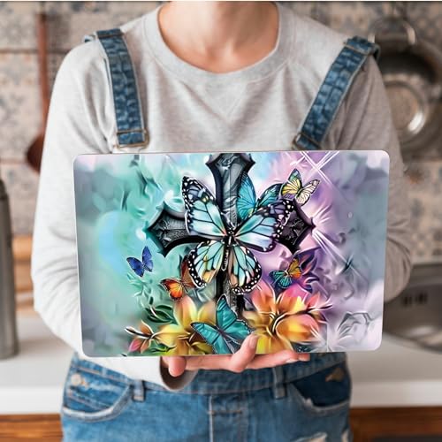 Universal Laptop Skin Sticker with 2 Wrist Pad Skins, Waterproof Scratch Resistant Vinyl Laptop Cover Decal, Cut to Fit for 11–15.6 Inch MacBook HP Dell Lenovo, Faith Butterfly - color: Faith Butterfly