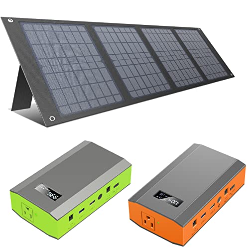 ZeroKor Outdoor Portable Power Bank with Foldable Solar Panel 40W(DC15V), Portable Battery Laptop Charger with AC Outlet for Home Use Tent Camping