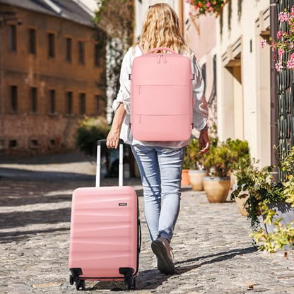 UKEIN Luggage Set with Backpack,Hardshell Carry On Luggage Airline Approved | 20inch Suitcase Set with 360° Smooth Spinner Wheels,TSA Lock,YKK Zippers,Lightweight 3 Piece,Polycarbonate - color: Pink, size: Carry On 3 Piece Set (20inch)
