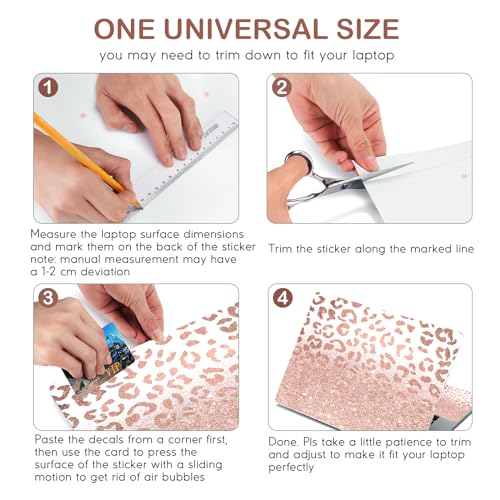 DINKY Laptop Skin Sticker Decal, 16" 16.5” 17” 17.3 inch Laptop Universal Reusable Vinyl Skin Stickers Art Cover Decal Notebook PC Personalized Protector (Light Pink) - color: Leopard Print