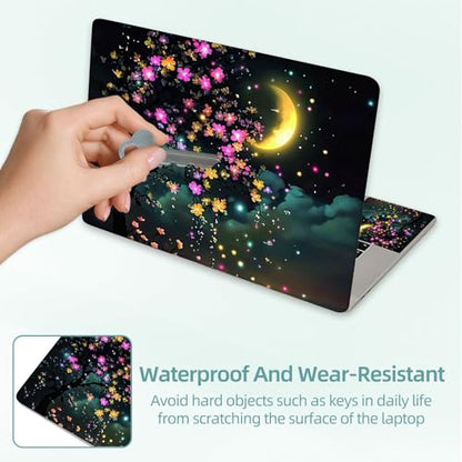 Universal Laptop Skin Decal, 3-Piece Vinyl Protector for 12 13 14 15.6" Notebook, Waterproof Anti-Scratch, Easy Trim & Bubble-Free Finish, Fairy Tree with Flowers Glowing - color: Fairy Tree with Flowers Glowing