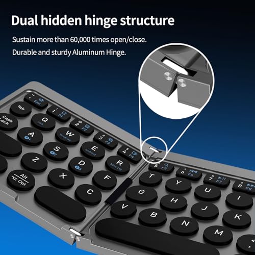 Ultra Slim Foldable Wireless Keyboard with Holder, Pocket Folding Keyboards with Touchpad for Smartphone Tablet and Laptop