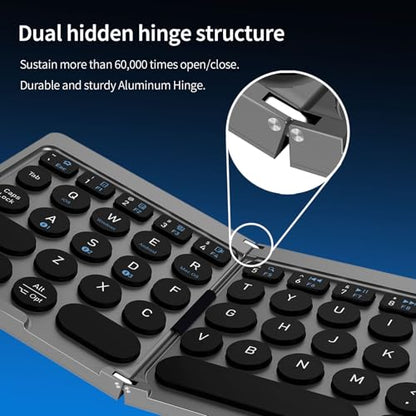 Ultra Slim Foldable Wireless Keyboard with Holder, Pocket Folding Keyboards with Touchpad for Smartphone Tablet and Laptop