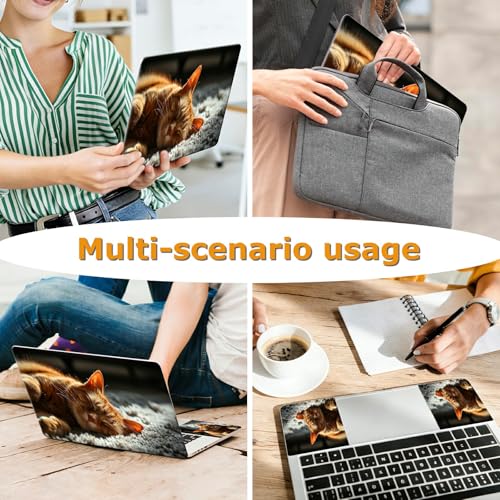 Universal Laptop Skin Sticker with 2 Wrist Pad Decals, 3-Piece Removable Vinyl Laptop Cover, Sleep Cat Waterproof Anti-Scratch, Easy-Trim Fit for 13.3" 14" 15.6" Laptops - color: Sleep Cat