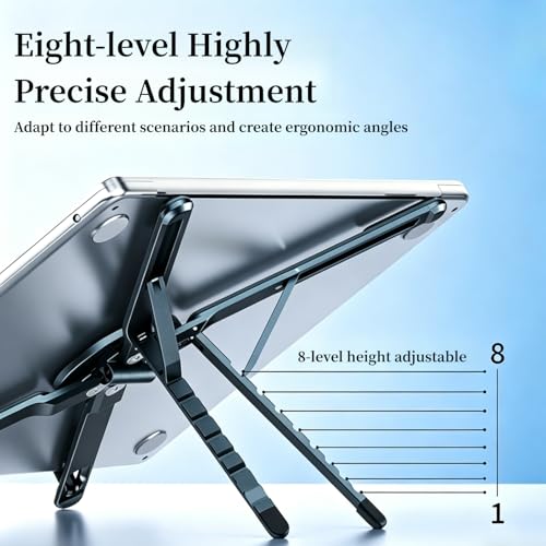 4-in-1 Foldable Laptop Stand with N52 MagSafe Magnetic Phone Holder, Silver Aerospace Aluminum Portable Desk Tripod Mount, Compatible with MacBook Pro iPad for Travel Vlogging - color: Grey